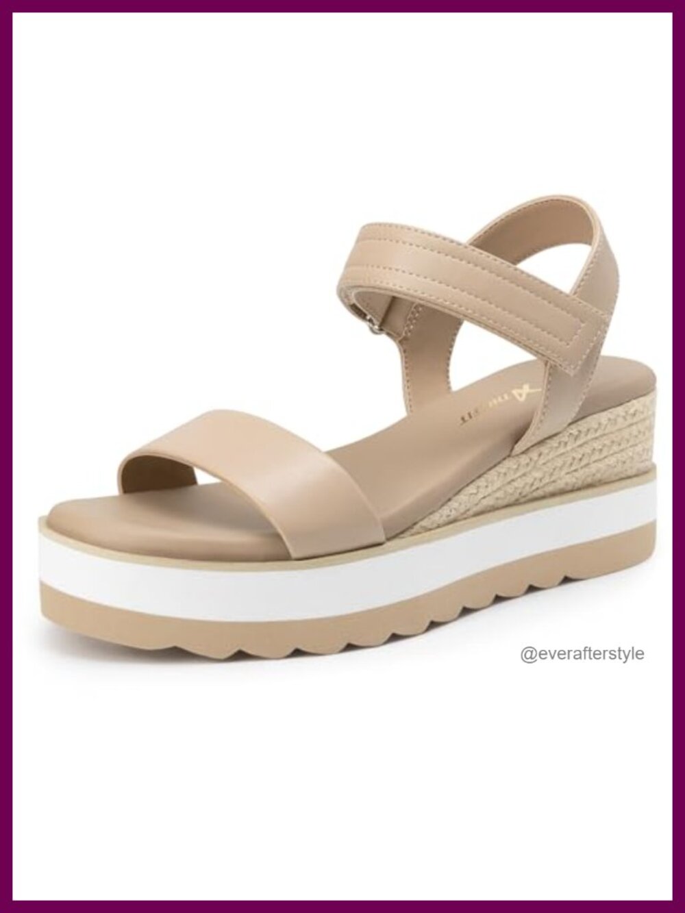 Women's Espadrille Platform Wedge Sandals PU Leather Adjustable Strap Cushioned